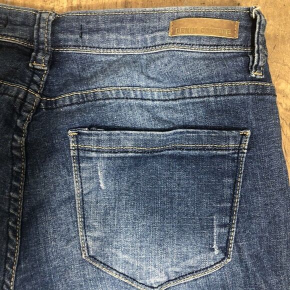 Denim Couture Red Mid Rise Distressed Blue Jeans Size 5 28X29 Skinny Frayed Rock - Picture 9 of 9